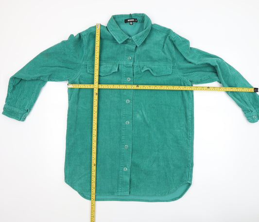 Womens UK Size 10 Missguided Green Basic Button-Up