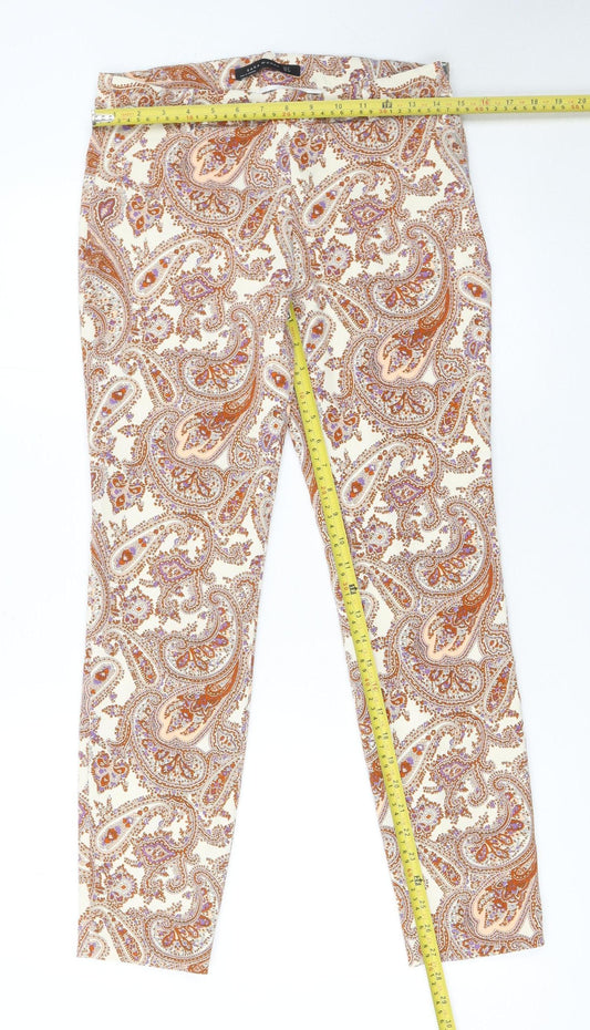 Womens UK Size 10 Zara Slim Fit Casual Travel Beige Trousers