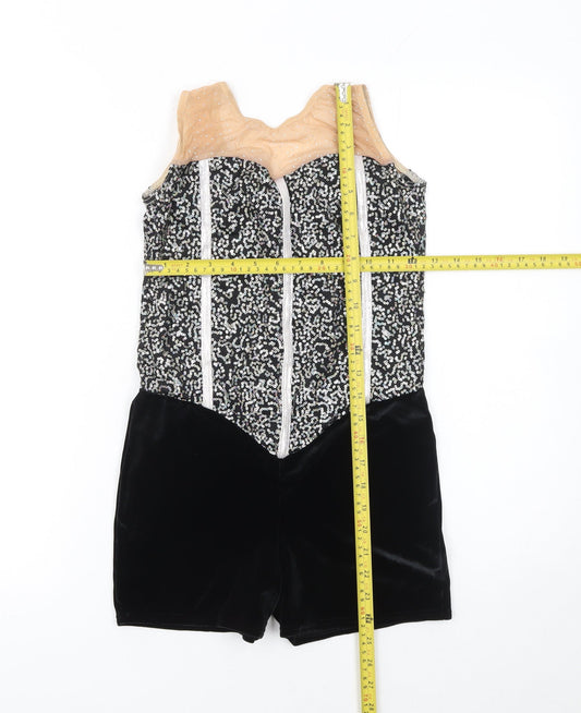 Womens UK Size 8 Razzle Dazzle One-Piece Black Playsuit