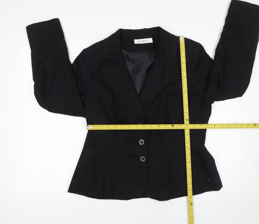 George Women's Black Linen Blend Petite Blazer UK 16 Single-Breasted