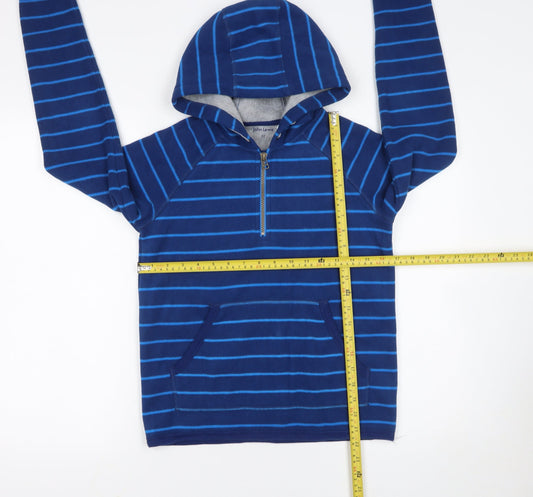John Lewis Boys Blue Striped Fleece 1/2 Zip Hoodie 11 Years