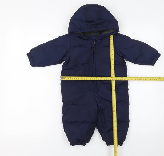 BabyGap Unisex Blue 6-12 Months Hooded Puffer Snowsuit Winter Down