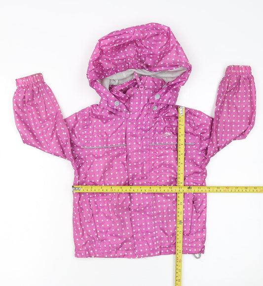 Trespass Girls Pink Polka Dot Waterproof Rain Coat Jacket 2-3 Years