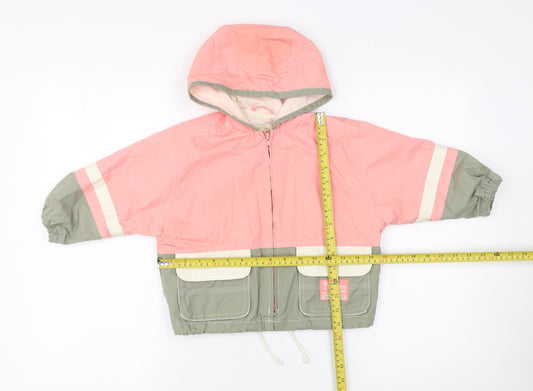 Marks and Spencer Unisex Baby Pink Colourblock Hooded Rain Coat 18-24 Months