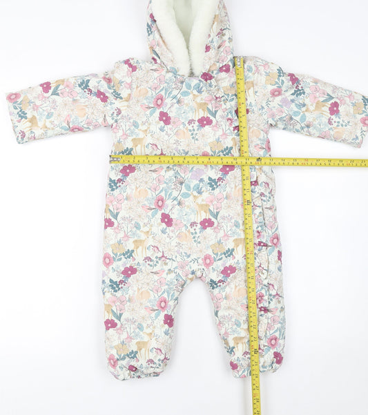 Tu Unisex Baby Multicoloured Floral Hooded Snowsuit 12-18 Months