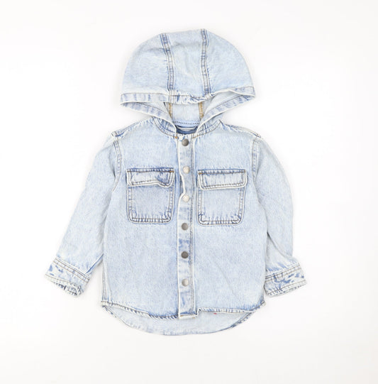 Boys UK Size 2-3 Years NEXT Blue Jersey Button-Up