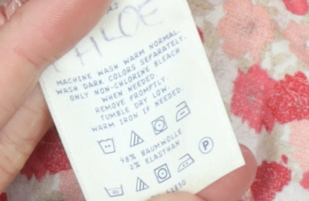 Lands' End Girls Red Floral Long Sleeve Cotton Blend Tunic Blouse 6 Years