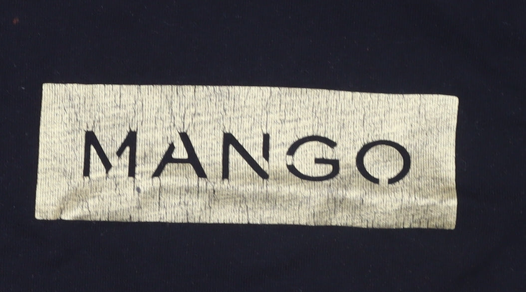 Mango Women's Black Cotton Logo T-Shirt Size M