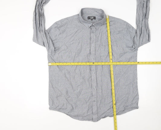 Dunnes Stores Men's Grey 2XL Regular Fit Long Sleeve Cotton Shirt