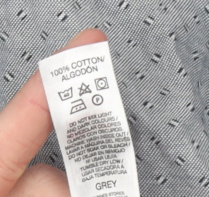 Dunnes Stores Men's Grey 2XL Regular Fit Long Sleeve Cotton Shirt