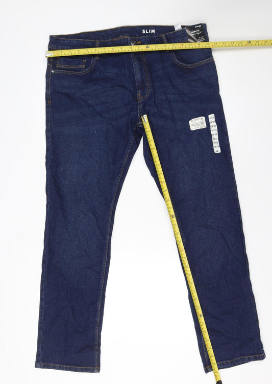Dunnes Stores Men's Blue Slim Fit Jeans 38x32 Dark Wash Denim