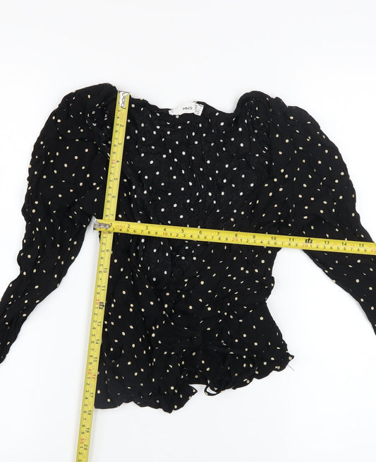 Womens UK Size 8 MNG Black Wrap Blouse