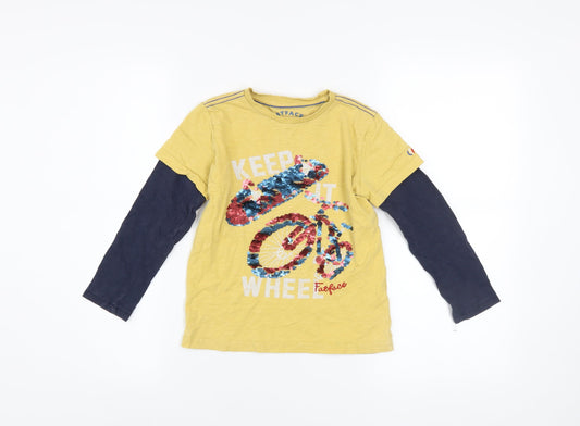 Boys UK Size 6-7 Years FatFace Yellow Basic T-Shirt