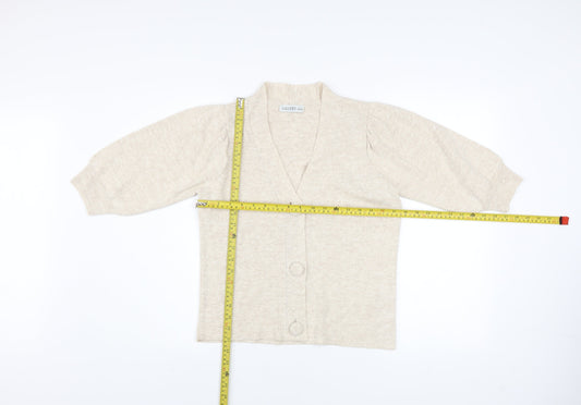 Womens UK Size M Gallery Beige Cardigan Jumper