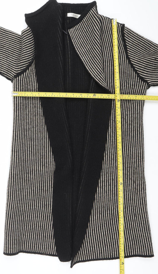 Cocogio Womens Black Striped Long Sleeve Open Cardigan UK 14