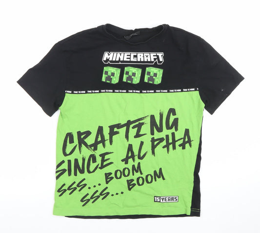 Boys UK Size 9-10 Years Minecraft Black Basic T-Shirt