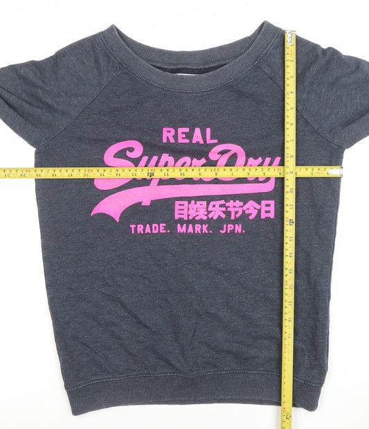 Womens UK Size S Superdry Grey Pullover Sweatshirt