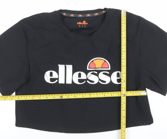 Womens UK Size 10 ellesse Black Gym & Training Running & Jogging Yoga T-Shirt