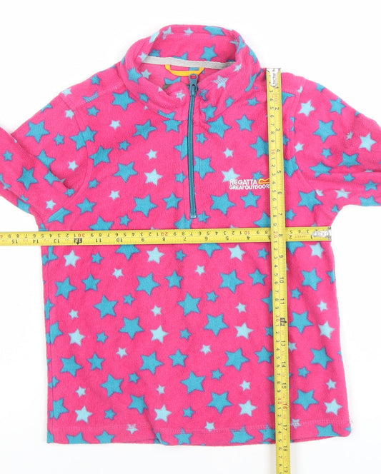 Regatta Girls Pink Star Fleece 1/2 Zip Sweatshirt - 7 Years