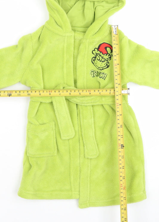George Green Grinch Hooded Fleece Baby Robe 12-18 Months Winter Nightwear