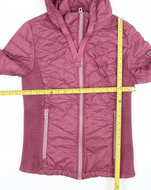 Diesel Womens Purple Hooded Puffer Jacket Size M Lightweight Quilted