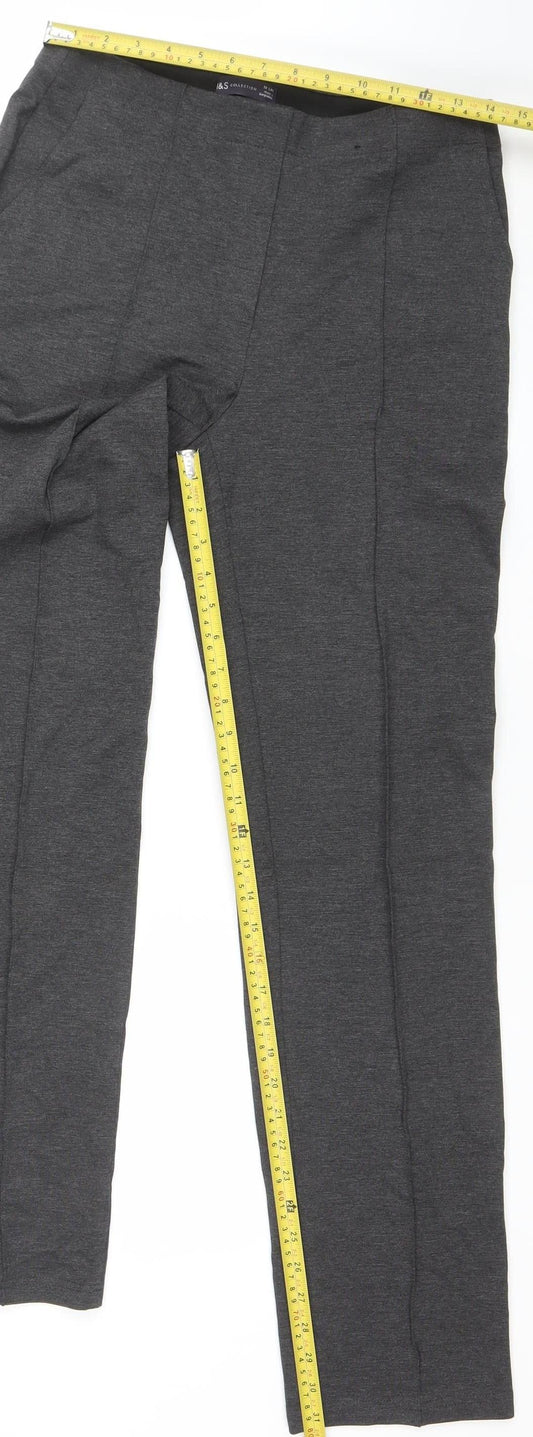 Marks and Spencer Womens Grey Slim Trousers Size 10 Long