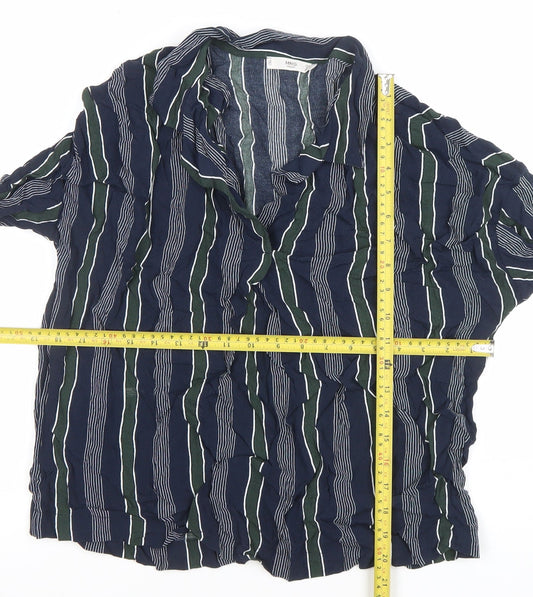 Mango Women’s Blue Striped Long Sleeve Button-Up Shirt Size 12