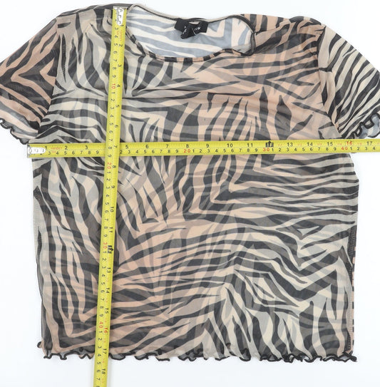 Womens UK Size 16 New Look Beige Cropped T-Shirt