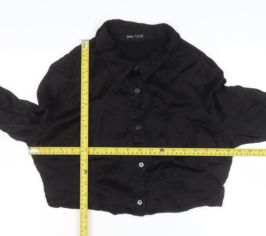 Womens UK Size L Bershka Black Cropped Button-Up
