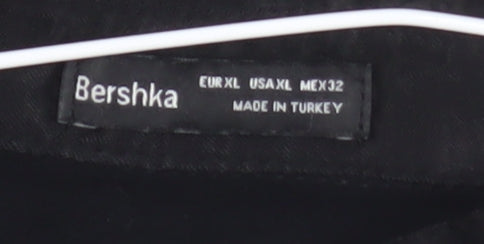 Womens UK Size L Bershka Black Cropped Button-Up
