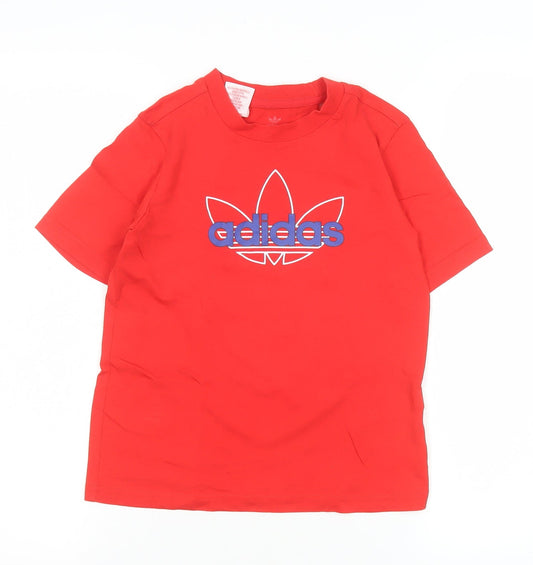 Boys UK Size 6-7 Years adidas Red Basic T-Shirt