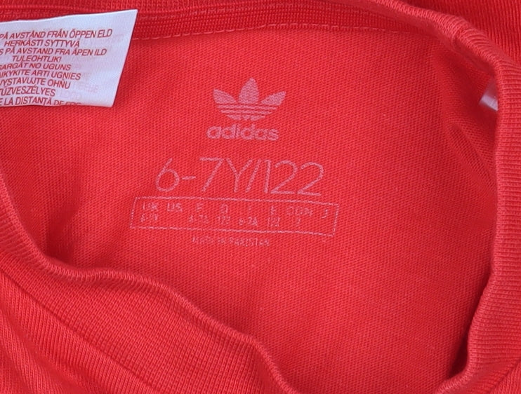Boys UK Size 6-7 Years adidas Red Basic T-Shirt