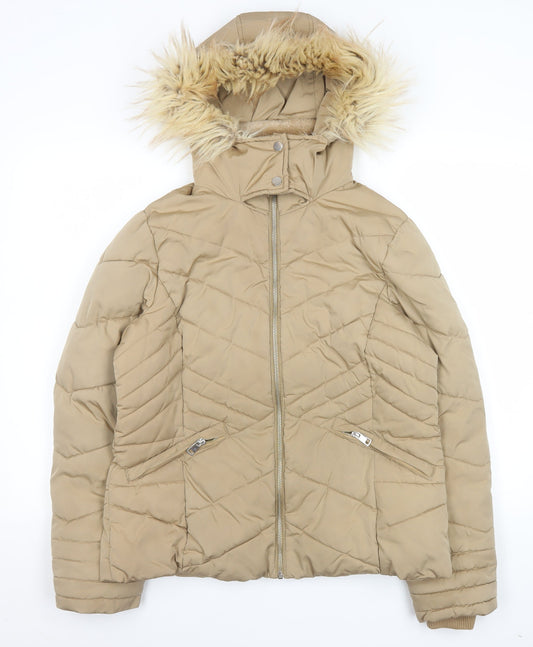 Womens UK Size M George Beige Puffer Jacket
