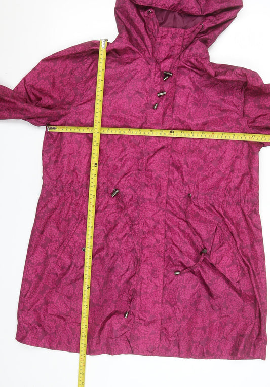 TU Women’s Pink Floral Hooded Rain Coat Jacket Size M