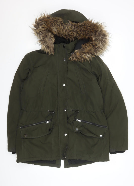Womens UK Size S Primark Green Parka Coat