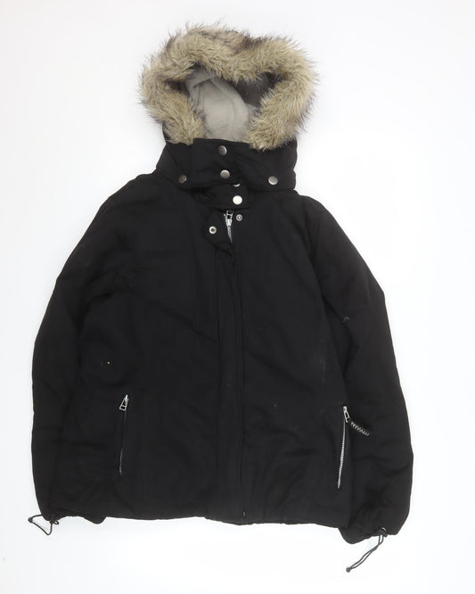Womens UK Size 16 George Black Parka Coat