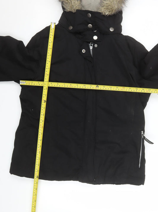 Womens UK Size 16 George Black Parka Coat