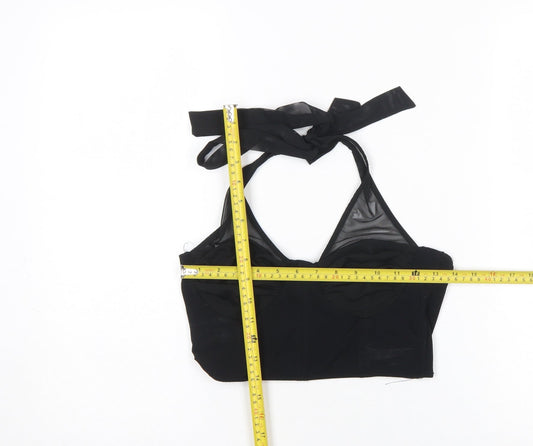 Womens UK Size M Bershka Black Cropped Tank