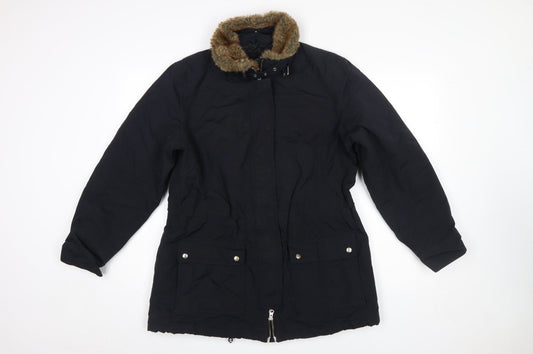 Womens UK Size M Lands' End Black Parka Coat