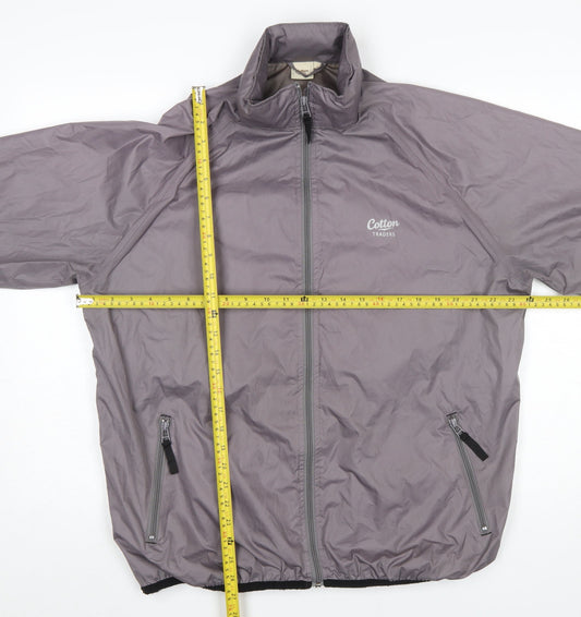 Cotton Traders Men’s Grey L Lightweight Windbreaker Jacket Lined Zip