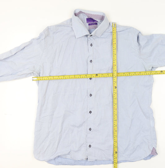 Mens UK Collar Size XL Marco Capelli Smart Blue Dress Shirt