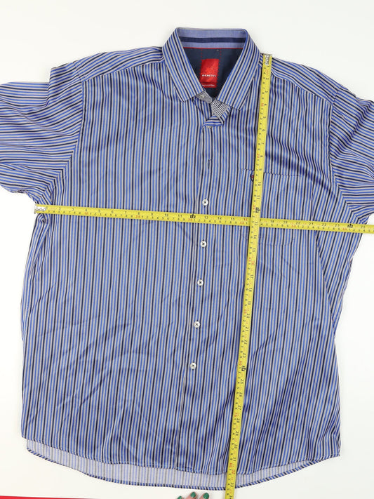 Benetti Men's Blue Striped Cotton Long Sleeve Button-Up Shirt XXL
