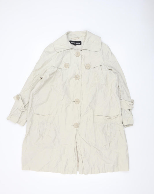 Womens UK Size 12 Warehouse Beige Trench Coat