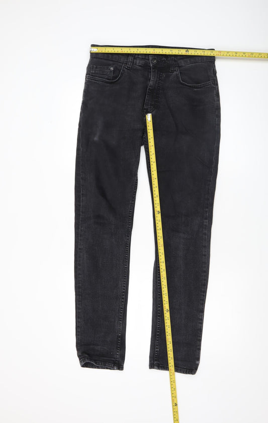 Mens UK Size M F&F Slim Fit Skinny Black Jeans