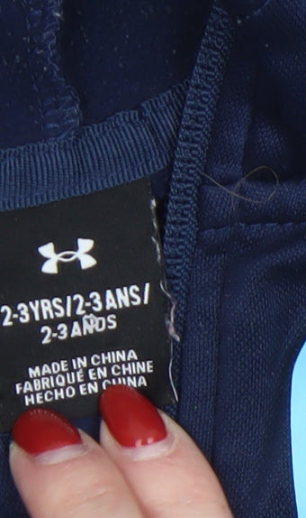 Boys UK Size 2-3 Years Under armour Blue Full Zip Hoodie