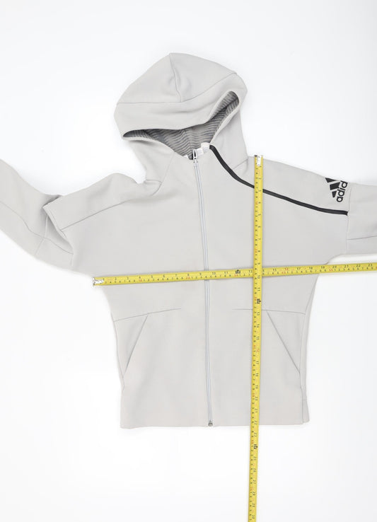 Boys UK Size 11-12 Years adidas Grey Full Zip Hoodie