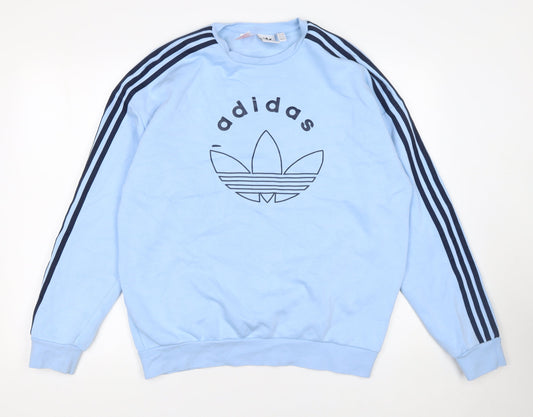 Additional front view of Adidas boys’ blue crew neck pullover sweatshirt 14-15 years logo jersey