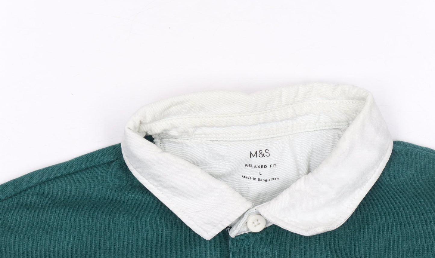 Mens UK Size L Marks and Spencer Green Henley Sweatshirt