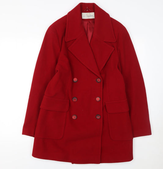 Womens UK Size M J. Taylor Red Pea Coat