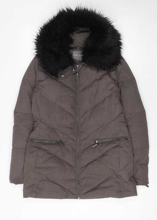 Womens UK Size 10 Phase Eight Brown Puffer Jacket